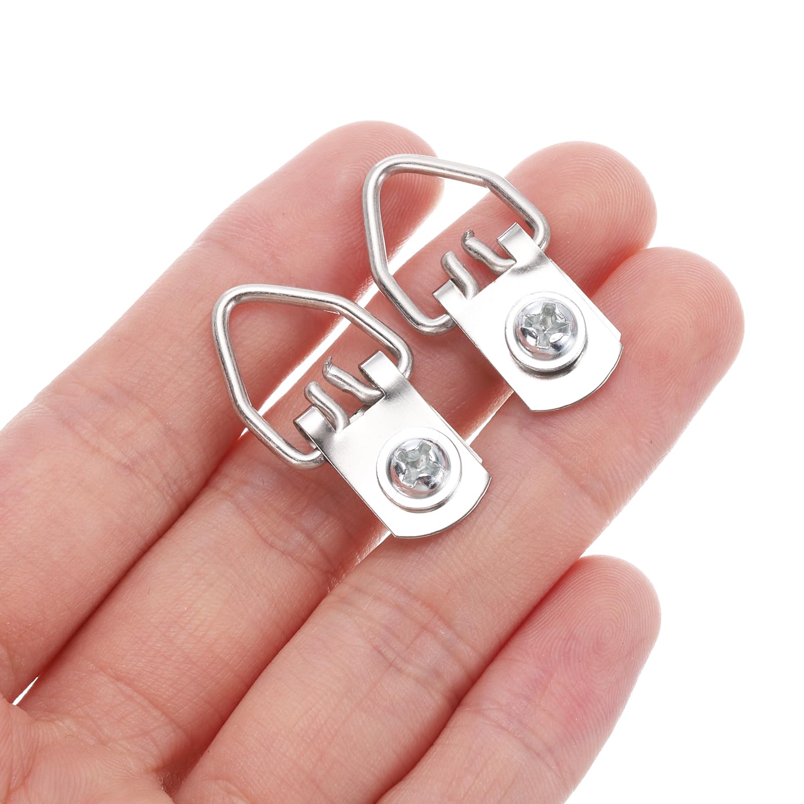 10 Anelli A D Con Viti Per Appendere Quadri | 28x17 Mm | Viti Autofilettanti Zincate | Per Cornici E Specchi