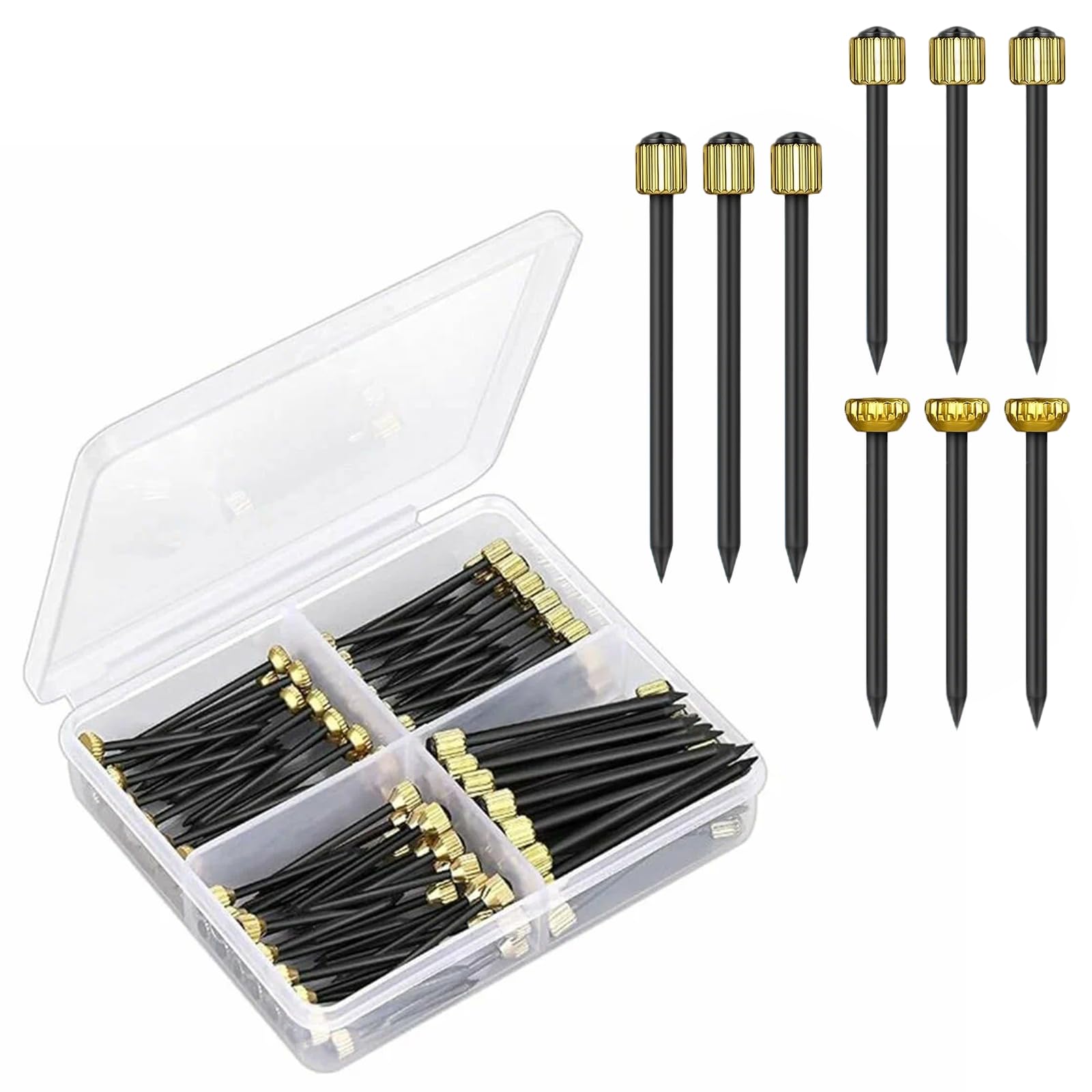 150 Pcs Picture Hanging Nails with Brass Heads, 3 Sizes Picture Pins with Plastic Storage Box, Small Wall Pins for Photo Frames, Pictures, Wall Art and Home Decor