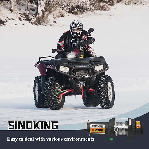 Miniatura 6 de SINOKING Cabrestante UTVATV de 4500 libras de 12 V con cuerda de 14 x 32 pies, control con cable e inalámbrico