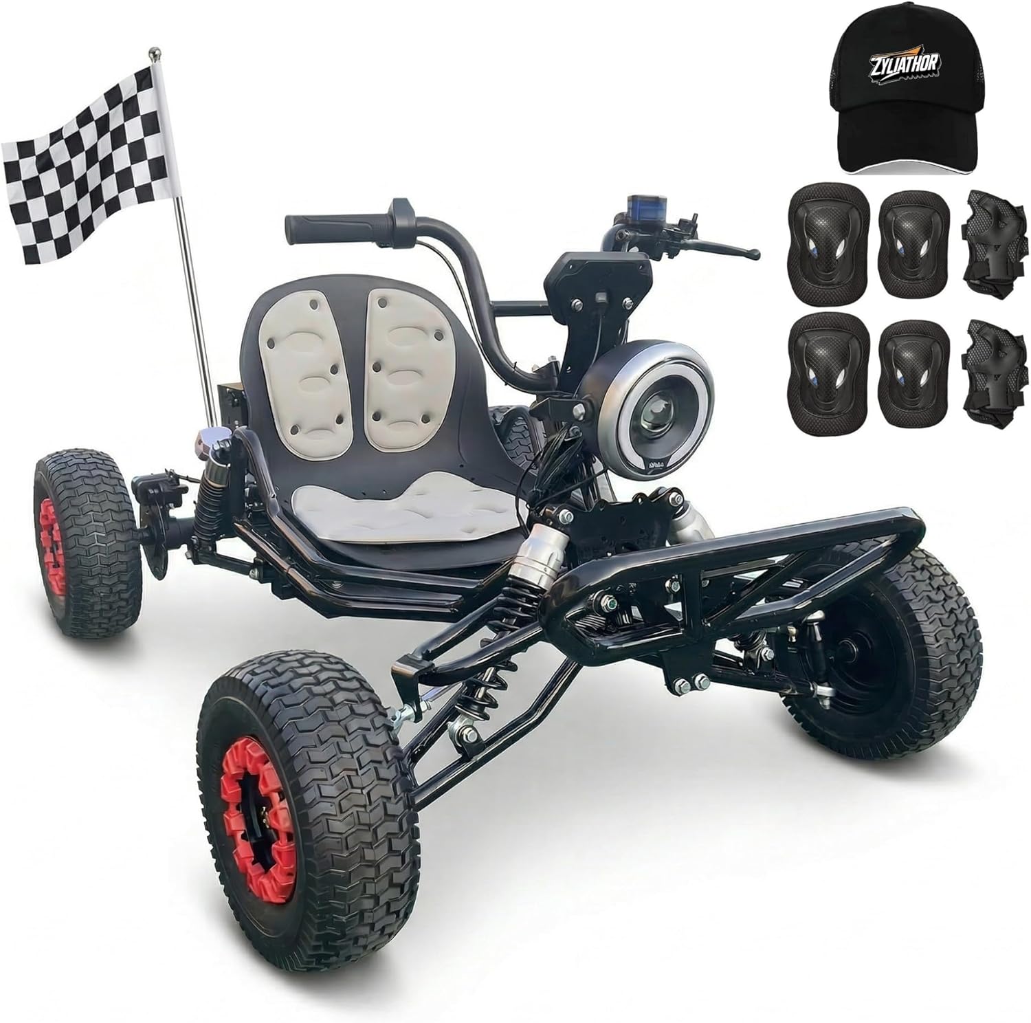 72V 3000W Brushless Electric Off-Road Go Kart, Peak 10.8kW, Up to 62MPH, 37-Mile Range, Shaft Drive Diff, Dual Hydraulic Rear Discs, 13x5-6 Tires, Teens & Adults