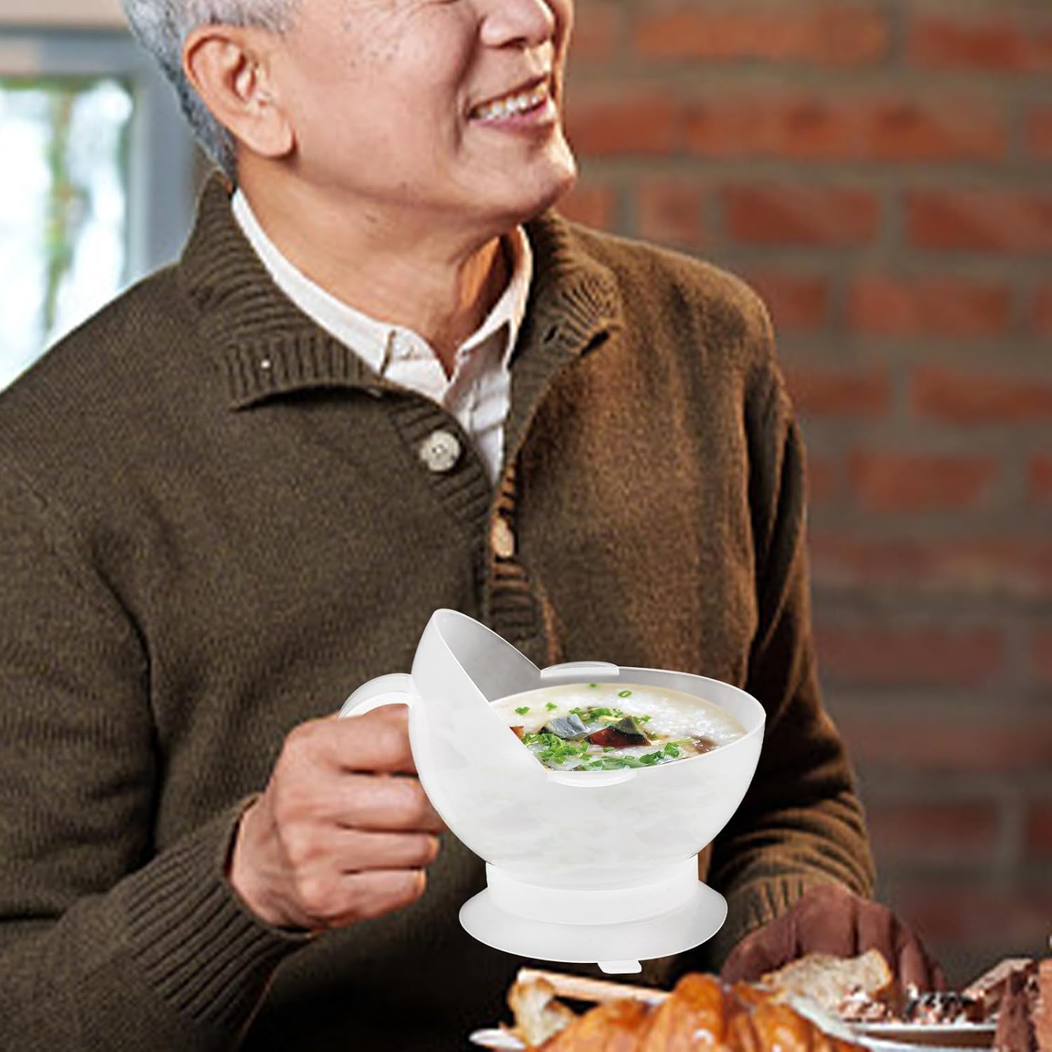 Anti Fallen Bowl for Seniors, Portable Lightweight Spill Proof Dining Bowl