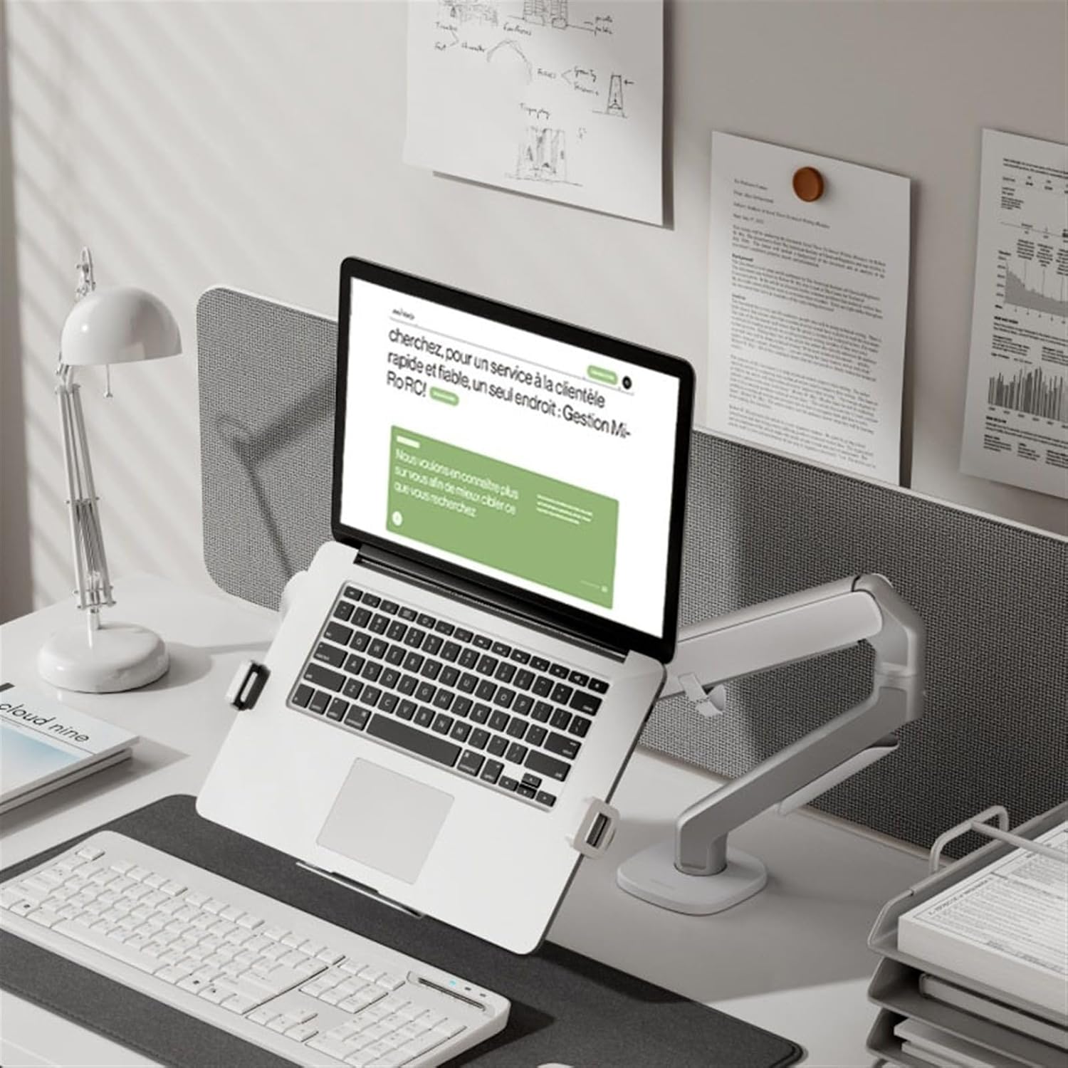 Monitor Mount Laptop Mount, Laptop Arm Mount for Desk Holds 4.4-19.8lbs, Adjustable Laptop Desk Mount with Tray and Clamp/Grommet Base for 12"-18" Laptop Monitor Stand