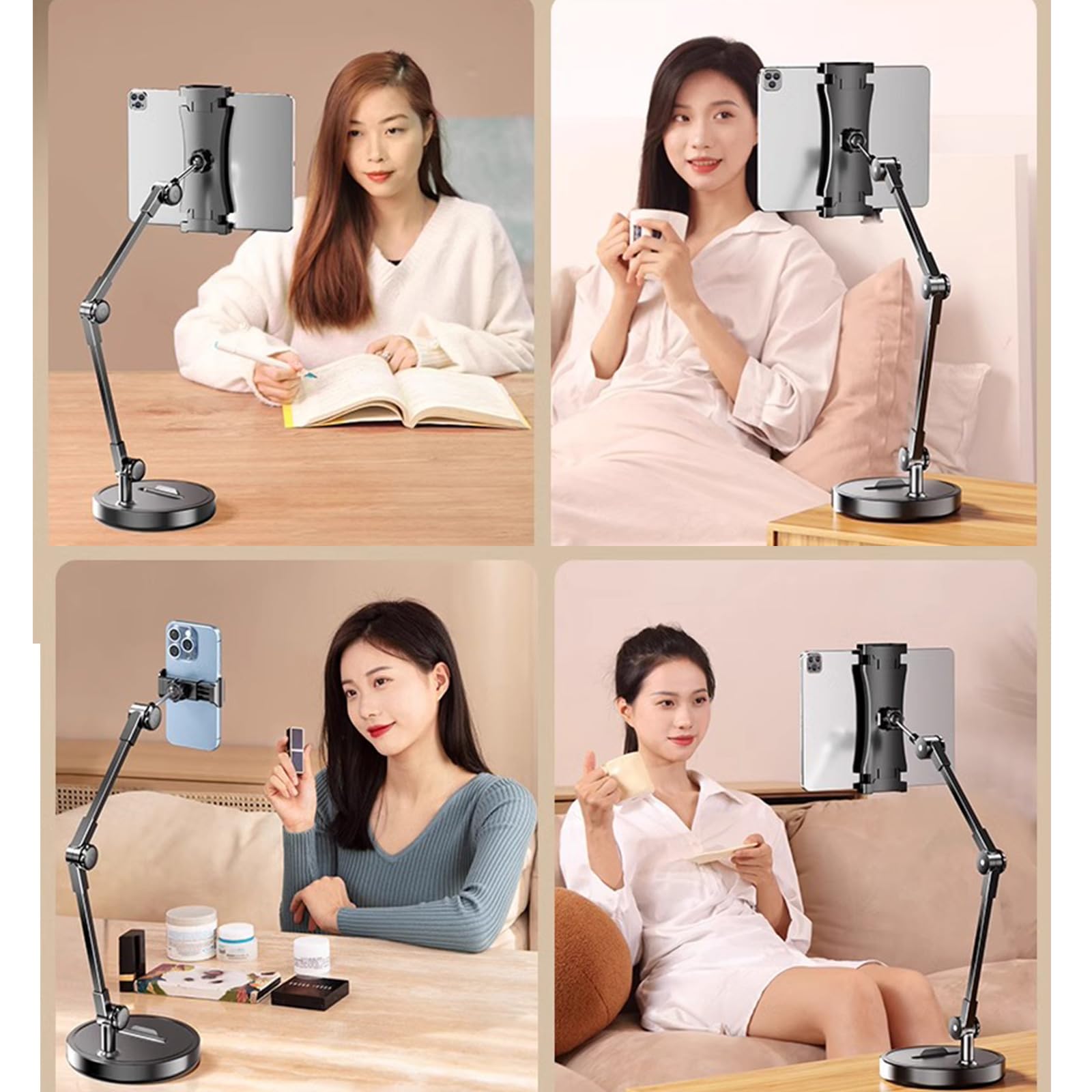 Supporto per telefono con fotocamera da soffitto per scrivania | Treppiede per supporto fotografico per supporto per telefono per registrazione video smartphone