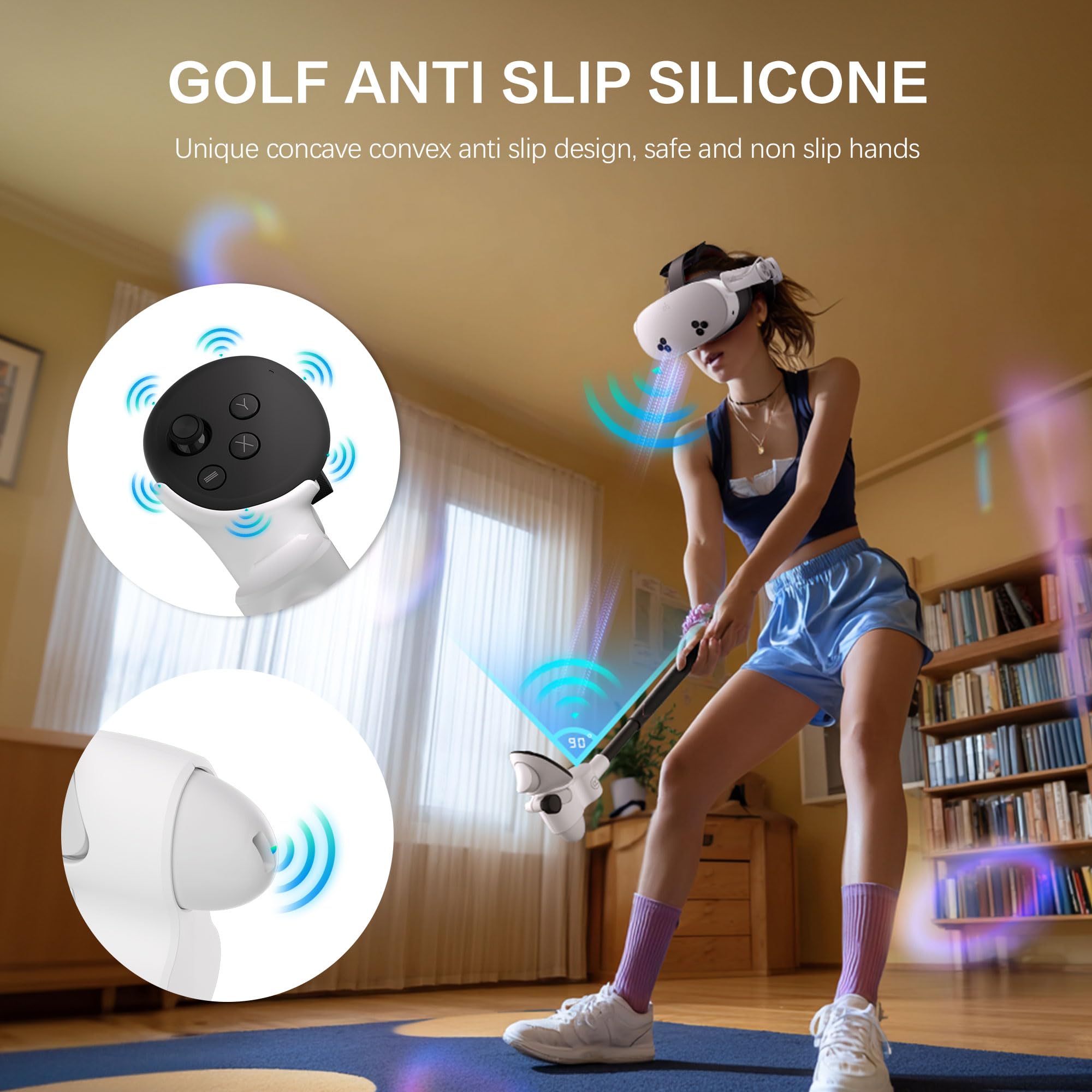 WOUMNTT VR - Accesorios para juegos de golf - Juego izquierdo y derecho - Adecuado para controladores Meta Quest 3S/Quest 3/Quest PRO. Mango antideslizante de golf de realidad virtual, diseño de