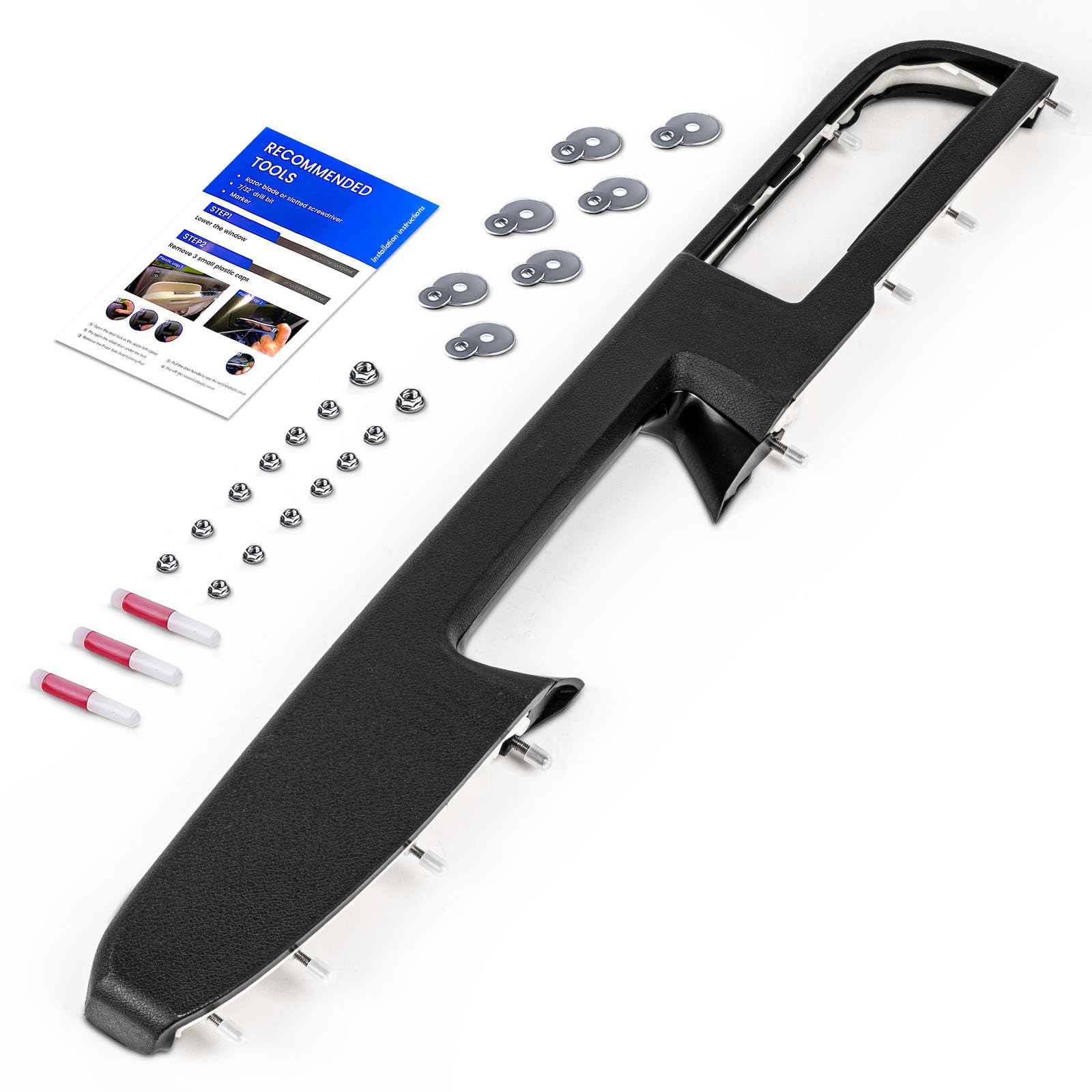 80994 Front Right Passenger Side Armrest Repair Kit Fit for Chevy Silverado Suburban Tahoe Avalanche For GMC Sierra Yukon 2010-2014 Door Panel with Release Handle Above Armrest - Black - GM# 84127325