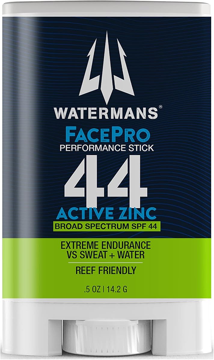 Watermans FacePro SPF 44 Mineral Zinc Oxide Stick, Reef Safe Sun Care | Highly Water Resistant And Sweat Proof, Zinc Oxide Based, Non-Greasy, Hypoallergenic, Applies Evenly
