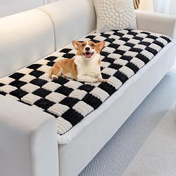 Lucky Monet Dog Couch Cover Protector Washable Non Slip Sofa Cover for 3 Cushion Couch Sofa Pet Friendly, Thick Fuzzy Dog Bed Mat for Couch 27.6x70.9in, Black