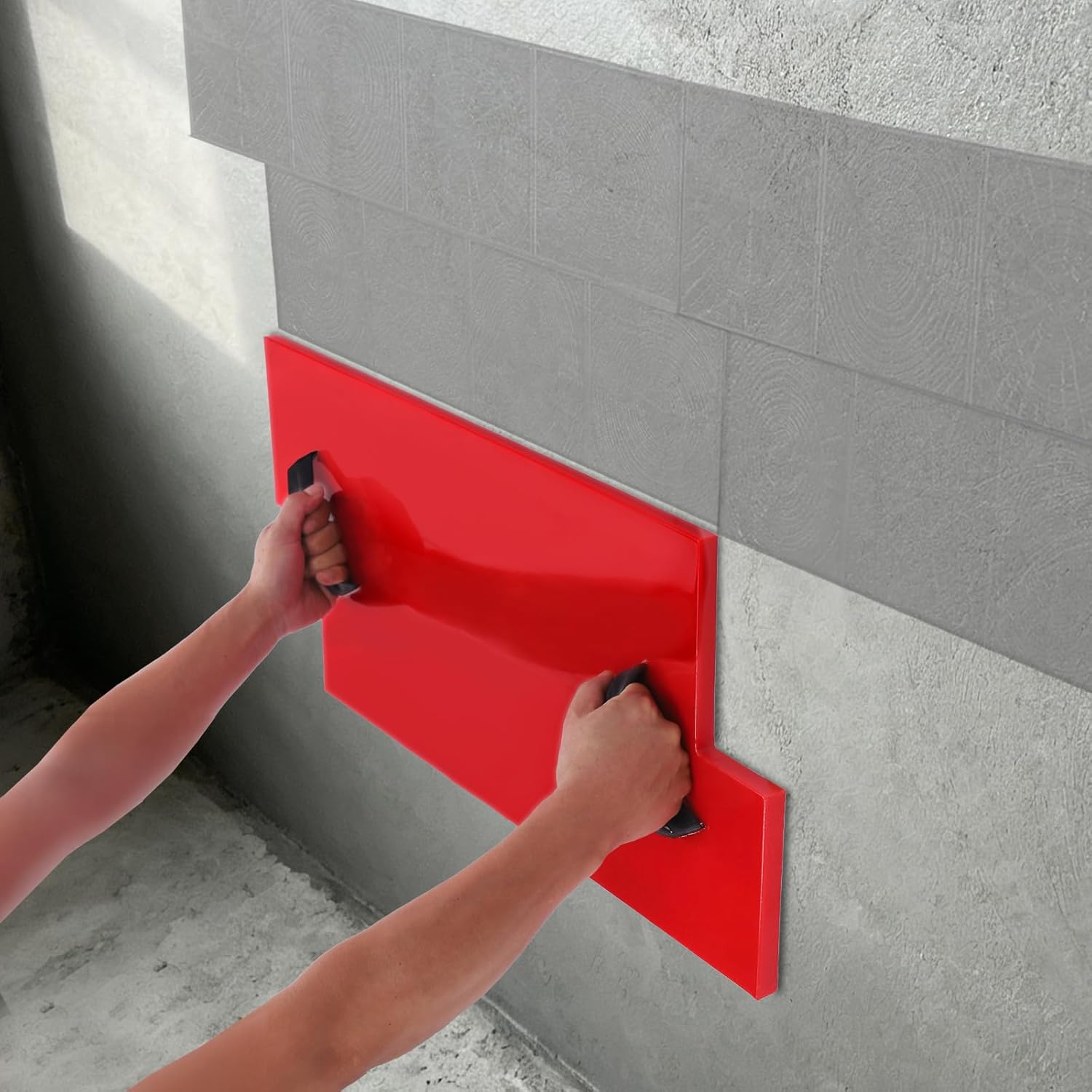 Granite Concrete Stamp Mat, 15.7 x 7.8in Slate Texture Skin Stamps Mold Polyurethane Stone Stamp Mat Concrete Cement Stamping Tool with Handles for Ground Walls Decorative (28.4 x 12.6in)