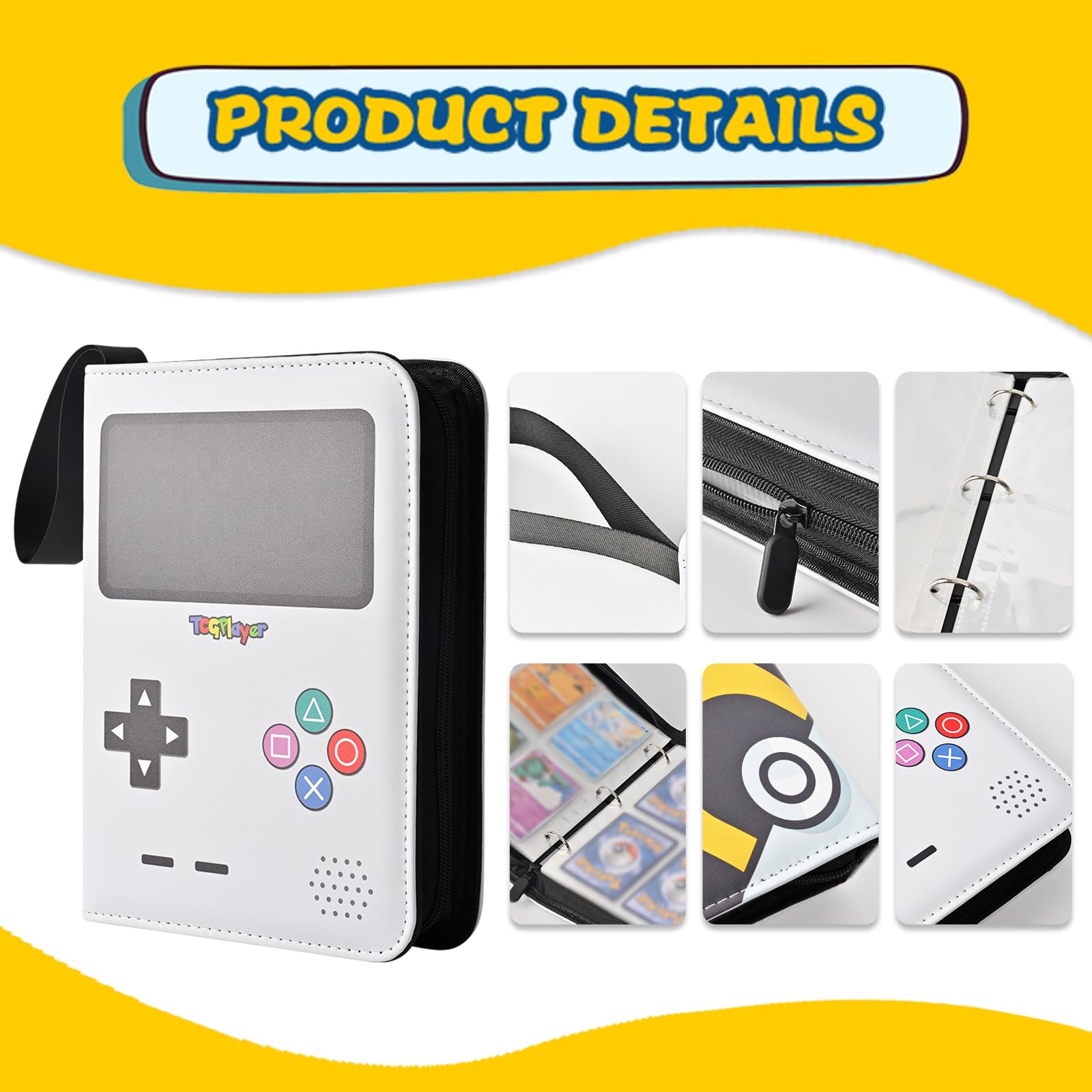 Carpeta de 4 bolsillos para tarjetas coleccionables con 50 fundas extraíbles, organizador de 400 tarjetas, álbum coleccionista con cremallera para tarjetas, cartera de almacenamiento