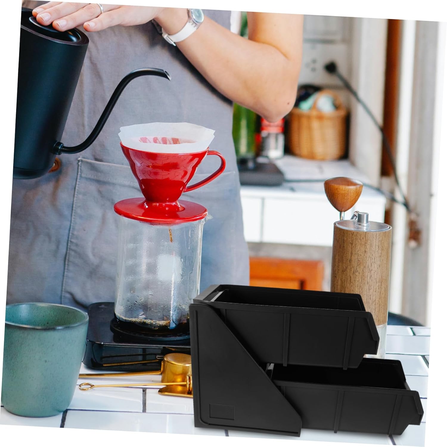 DECHOUS Plastic Straw Storage Rack for Coffee Bar Countertop Organizer Cup Tea Bag Storage Holder