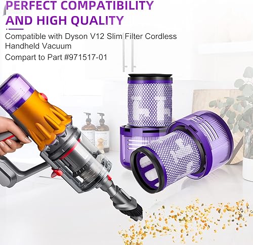 Miniatura 3 de Filtro V12 para Dyson V12 Detect Slim, Detect Slim Animal, Aspiradora inalámbrica Slim+ y V12 Slim Absolute Extra, Total Clean, SV34, SV35 Reemplazo