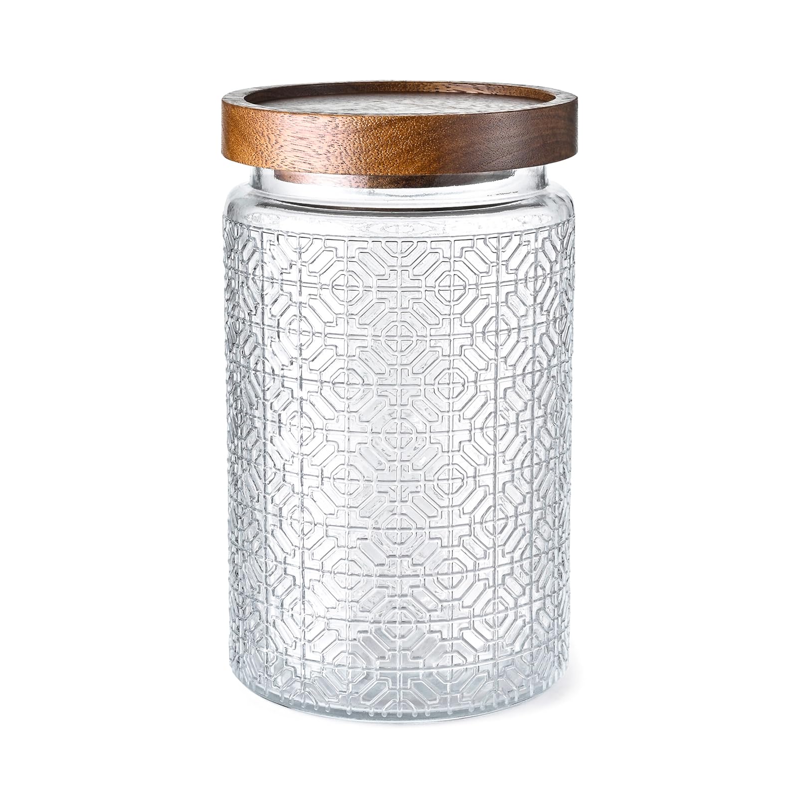 Adodeen 3-Pack 32oz Vintage Glass Storage Jars With Wooden Lids - Airtight Kitchen Canisters