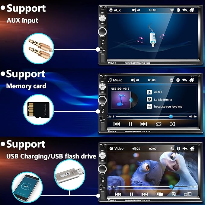Radio Auto Podofo Doble Din Pantalla 7 Pulgadas Táctil miniatura 3