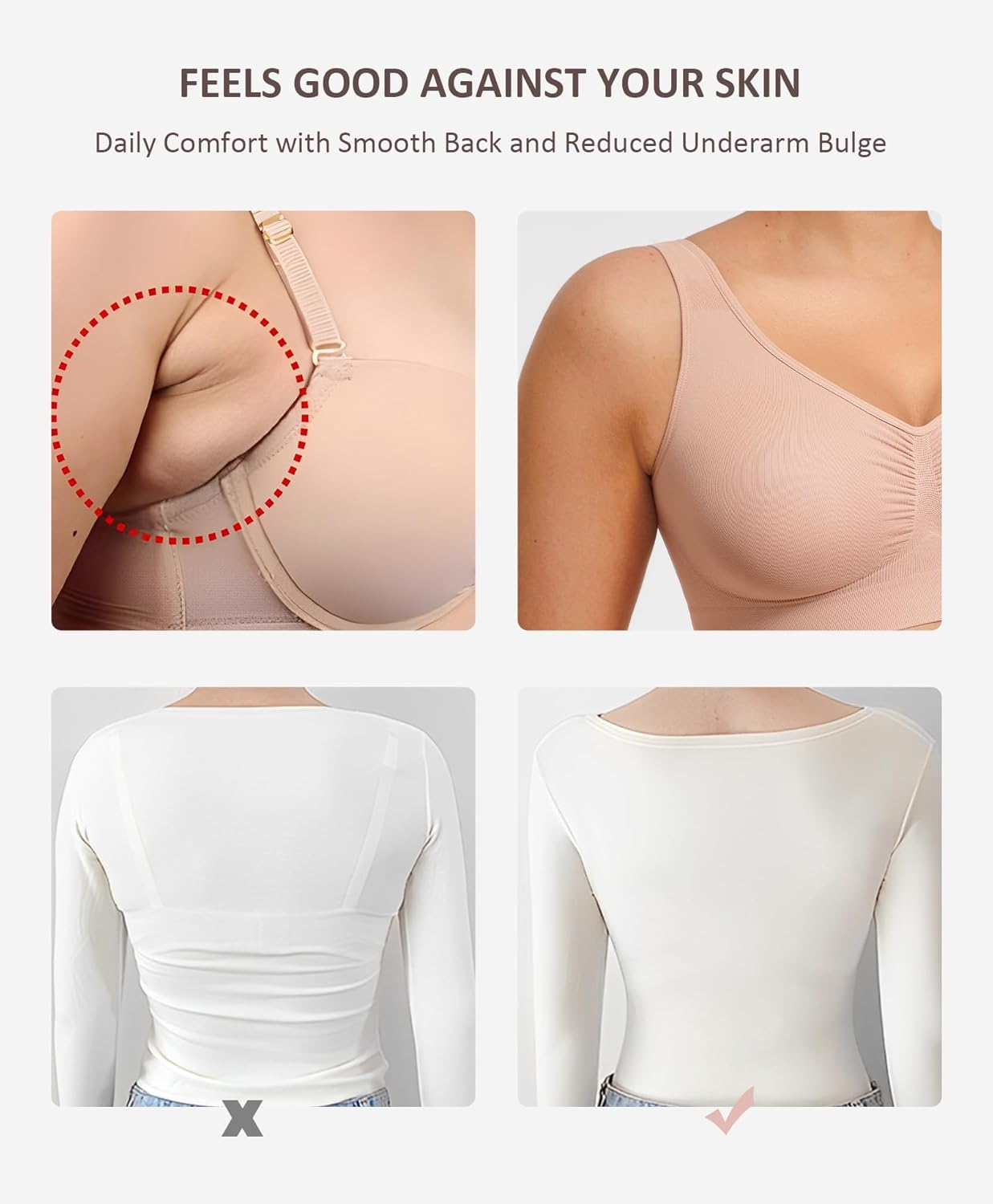 FeelinGirl Bras for Women No Underwire Seamless Smooth Bralette Full Coverage Comfy Everyday Bras with Wide Straps - Image 4