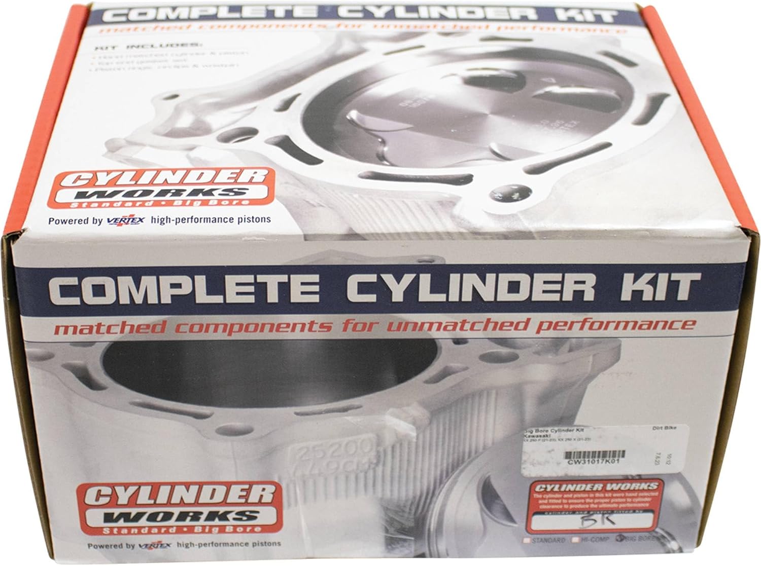 Cylinder Works CW31017K01 Big Bore Cylinder Kit Compatible With/Replacement For Kawasaki KX 250 F 2021-2023, KX 250 X 2021-2023 14.1:1 Compression Ratio, 81 mm Cylinder Diameter, 270 cc Displacement