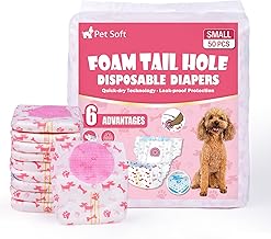 Pet Soft Disposable Dog Diapers - Female Dog Diapers with Adjustable Foam Tail Hole, Ultra Protection Puppy & Cat Diapers Wetness Indicator for Dogs in Heat or Incontinence, 50pcs (S,Red)