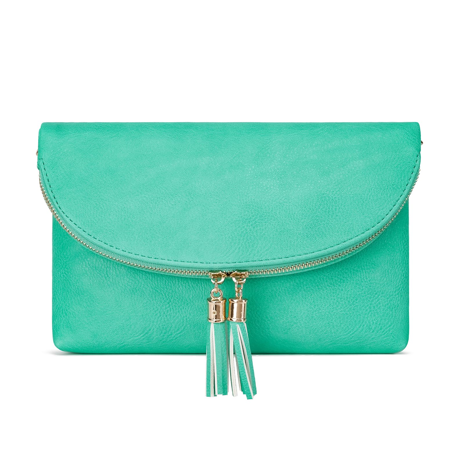 Solene Womens Envelop Clutch Purse Multi Compartments, 6 Card Slot Inside, Crossbody Bag With Tassels