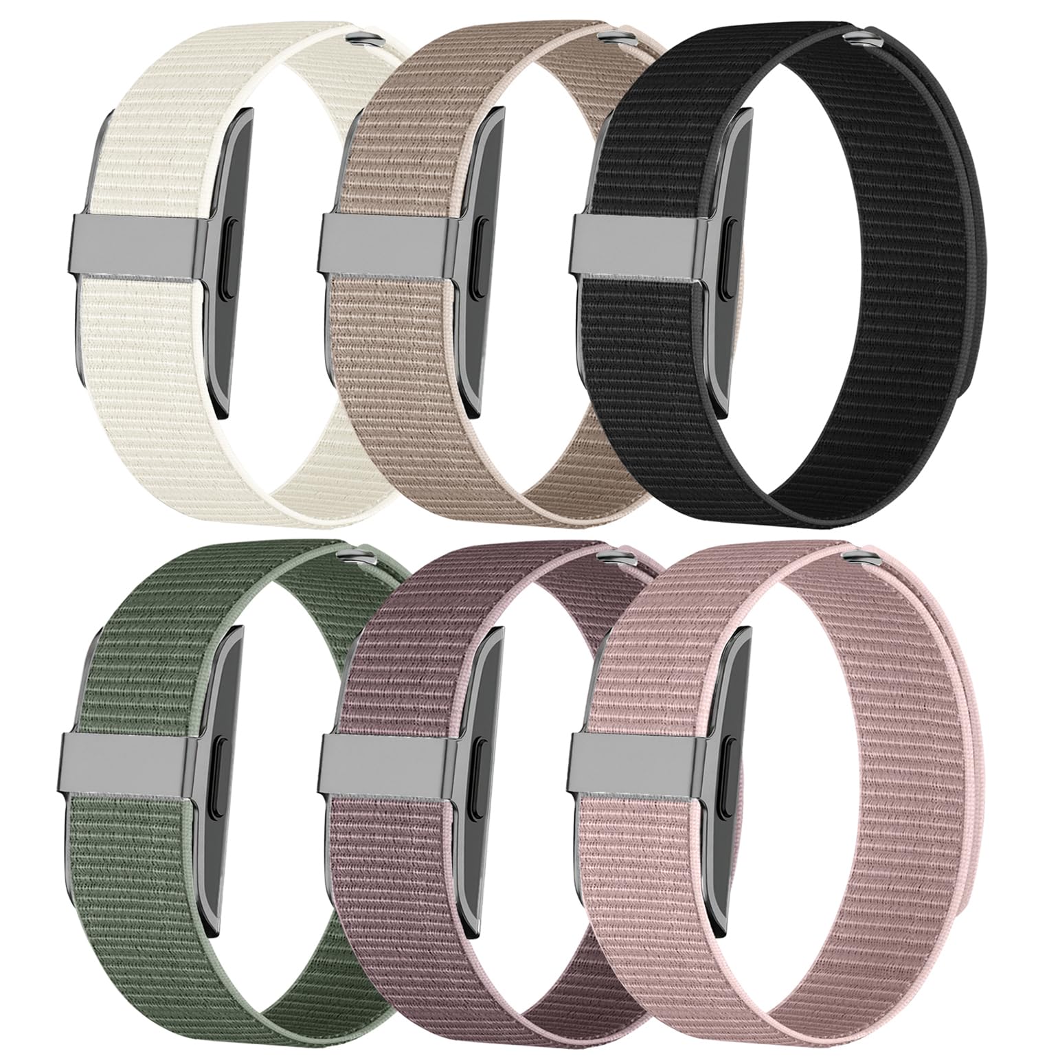 Oanux 6 Pack Nylon Loop Wristband Compatible with Hume Band Replacement 1.0, Hook and Loop Breathable Soft Strap for Fitness Tracker Women Men — image 1