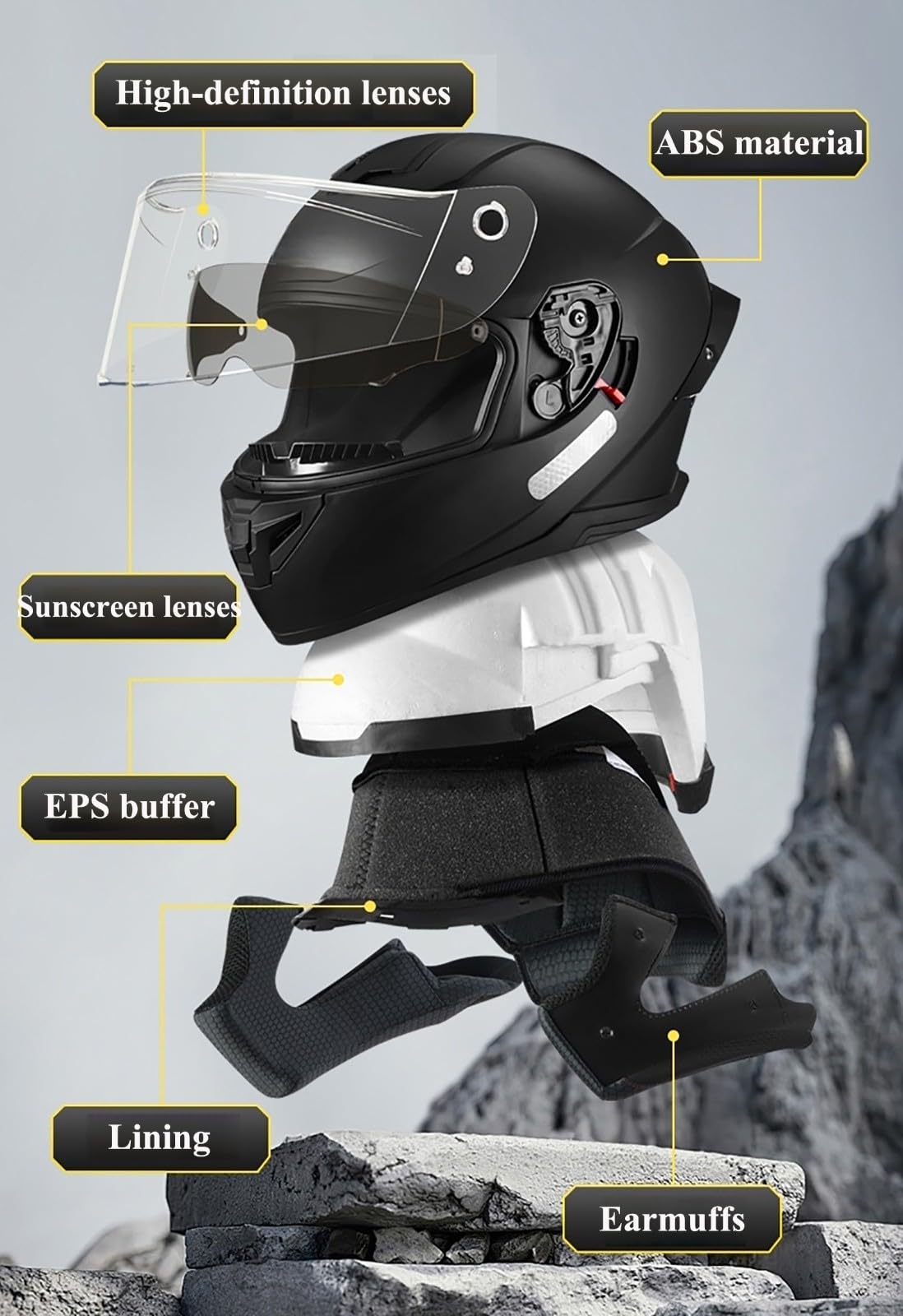 Integralny kask motocyklowy, kask typu crash, dla dorosłych mężczyzn i kobiet, integralny kask motocyklowy, do uprawiania sportu, dopuszczony do użytku drogowego, ECE 2205