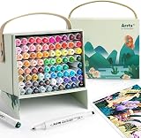 Arrtx ALP Marqueur avec 80 couleurs, marqueurs graffiti à double pointe avec boîte de transport pour dessins, croquis, architecture, anime, calligraphie et illustration - 1