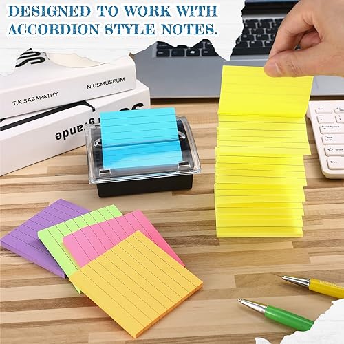 Miniatura 6 de Paquete de 8 dispensadores de notas adhesivas, juego de dispensador de notas emergentes de 3 x 3 pulgadas, base negra transparente, contenedor de