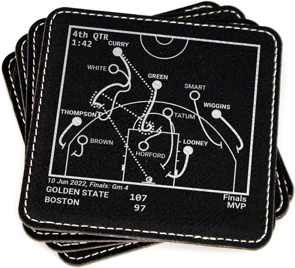 Greatest Warriors 2022 Plays: Leatherette Coasters (Set of 4) | Unique Warriors 2022 Gift for Men and Sports Fans | Iconic Warriors 2022 Moments