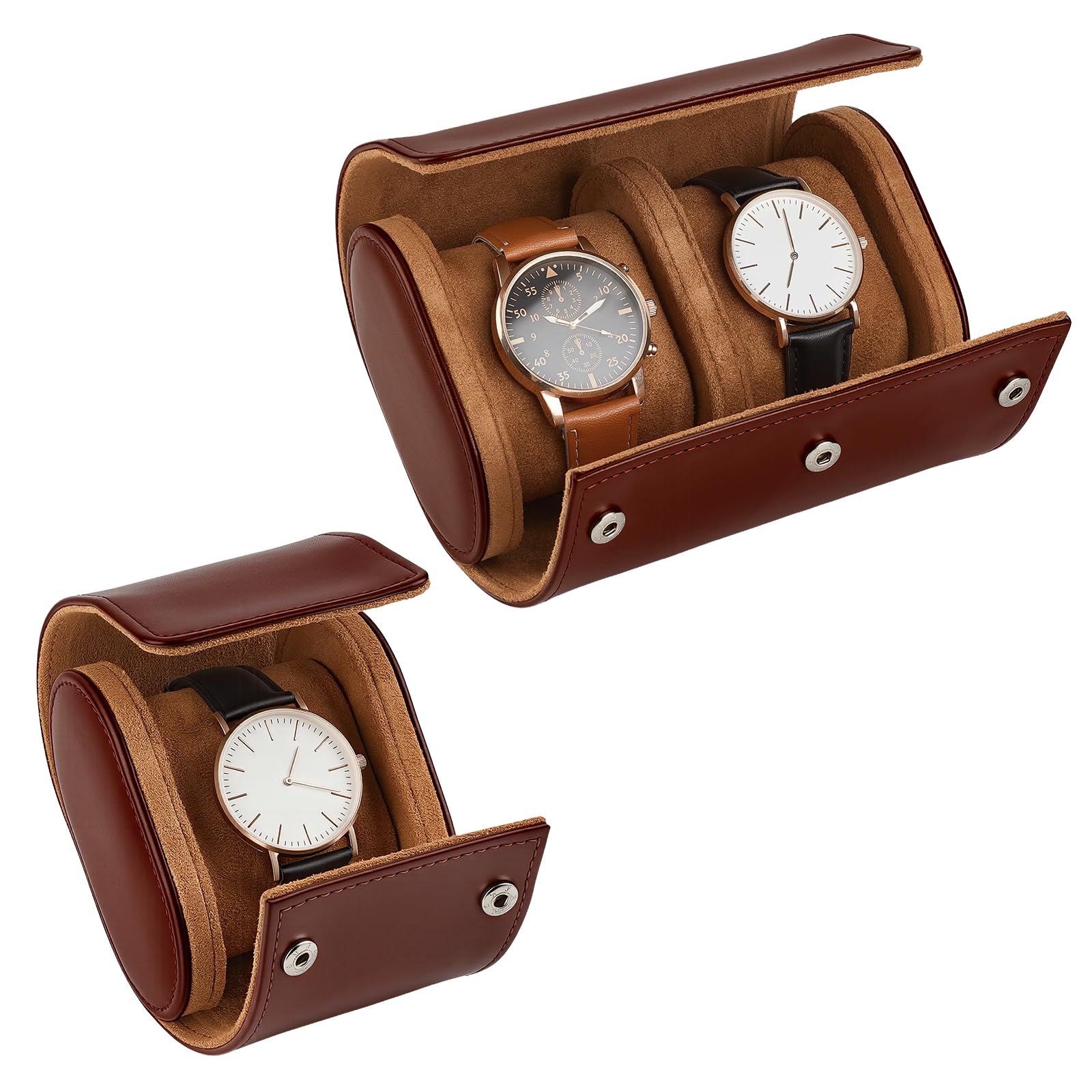 Lot de 2 étuis de voyage pour montres, 1 et 2 emplacements pour