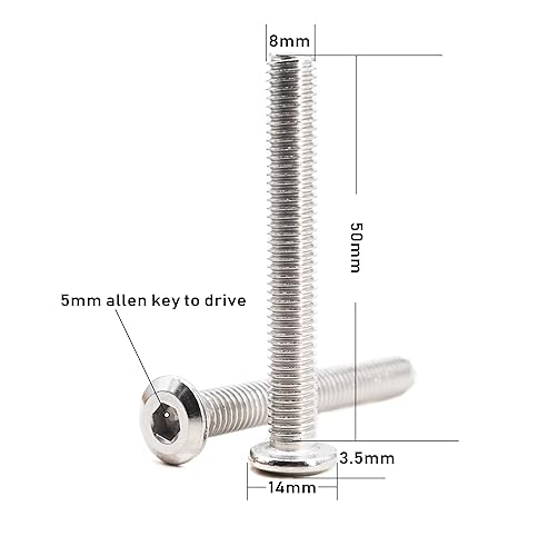 Miniatura 33 de binifiMux 10 unids M6 x 4.724 in Remache Avellanado Socket Cap Tornillos Tornillos Conexión 304 Acero Inoxidable