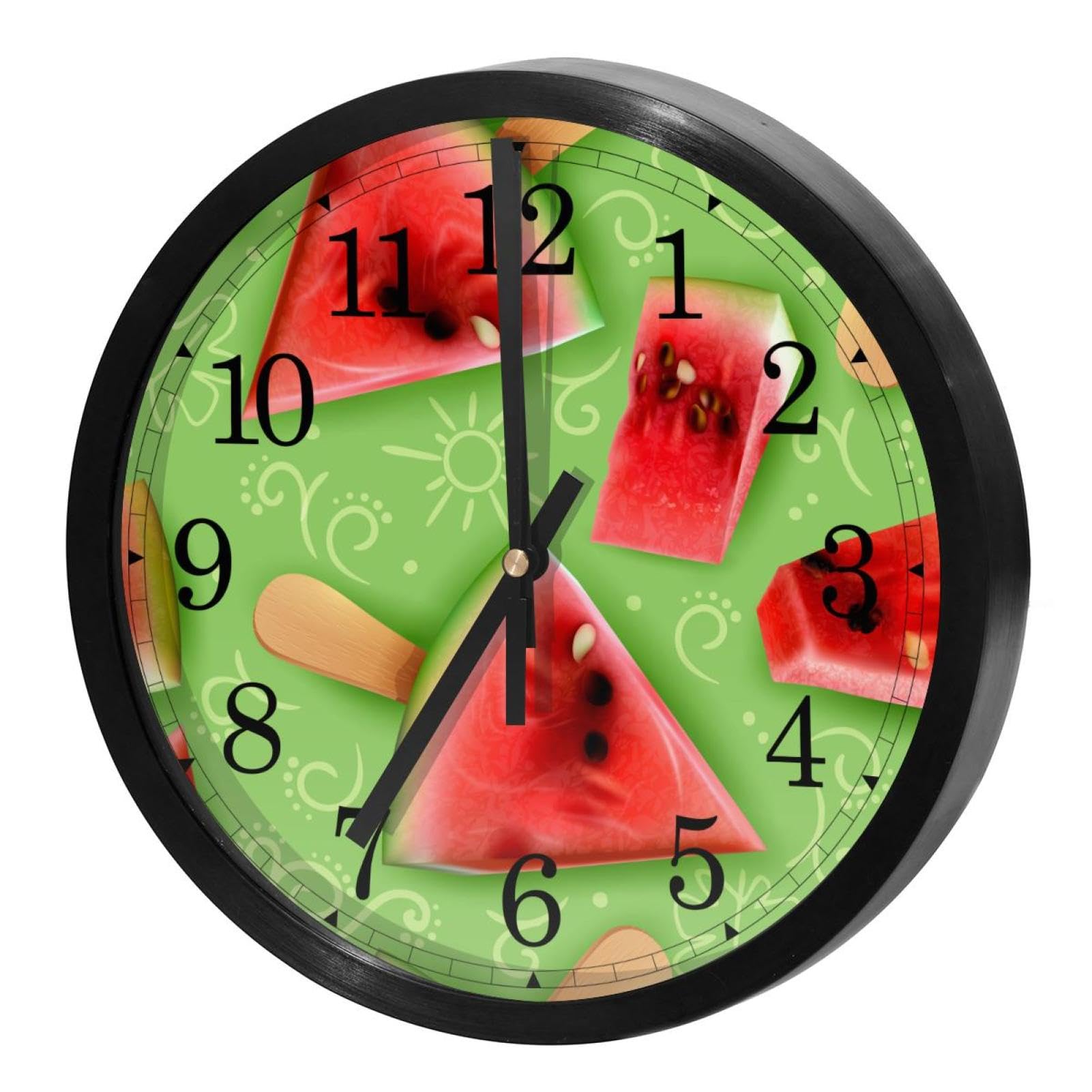 Horloge murale ronde pour cuisine et maison au motif pastèque fruité