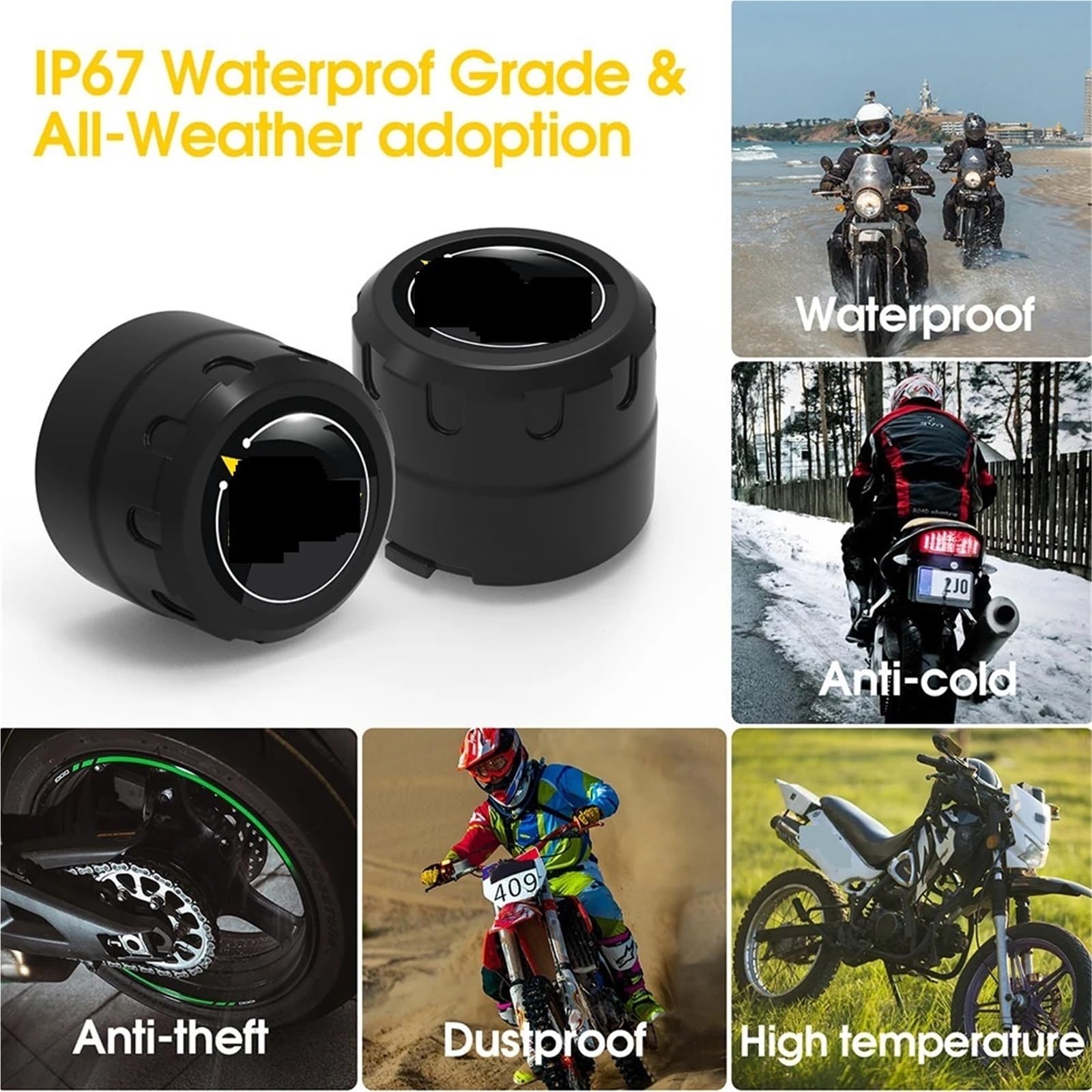 Bezprzewodowe czujniki ciśnienia w oponach Bluetooth 4.0 5.0 System monitorowania testera opon TPMS motocykla Akcesoria do motocykli terenowych(Type B)