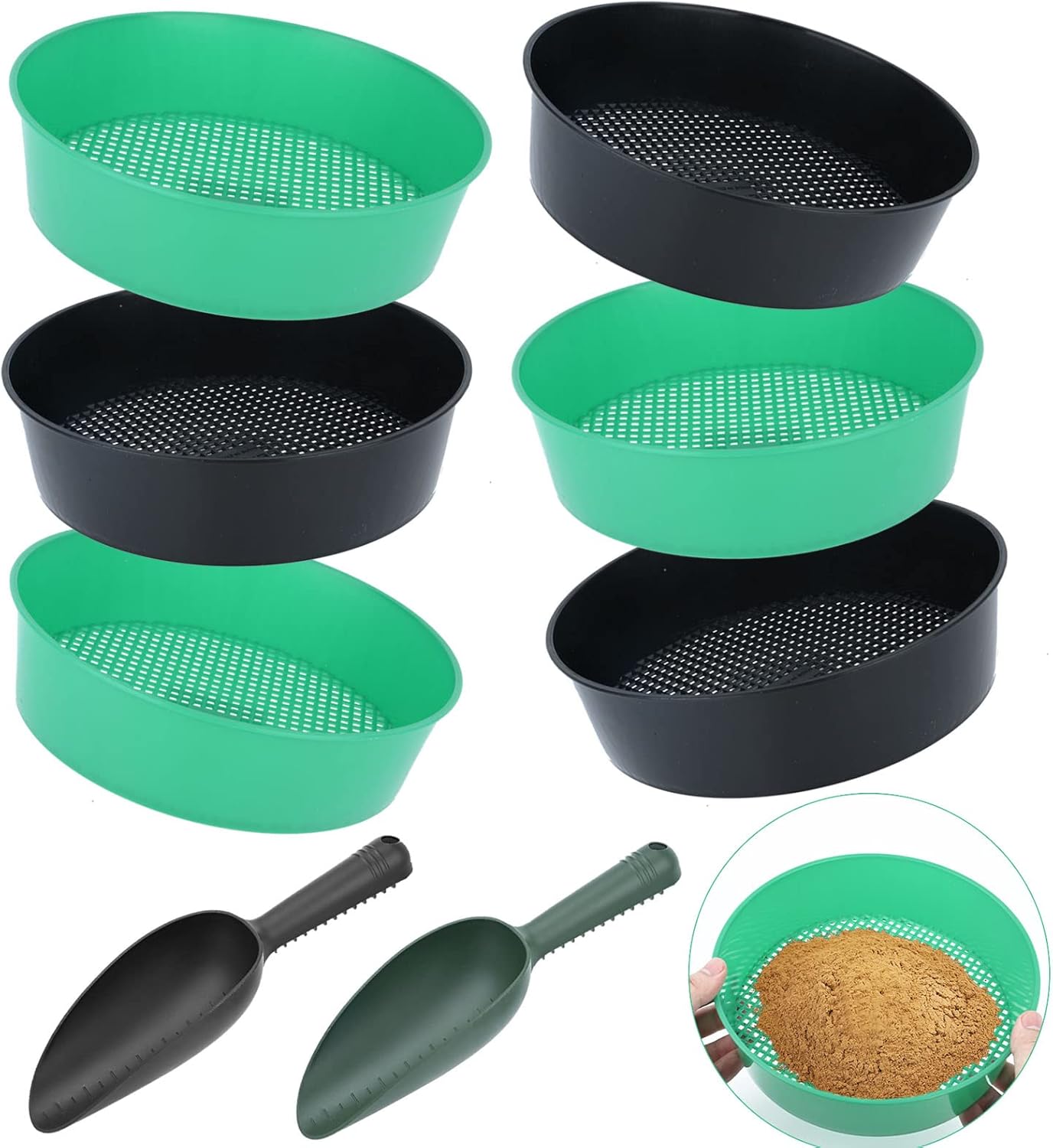 6 PCS Rock Garden Sieve Soil Sifter with 2 Bonsai Soil