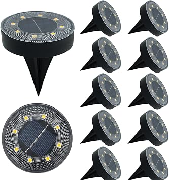 12 Solar Ground Lights Outdoor, IP68 Waterproof Garden Upgrade Outdoor Light LED Landscape Lighting Solar Disc Lights for Patio Pathway Yard, Paths, Decks, Lawns, Driveway, WalkwayWhite