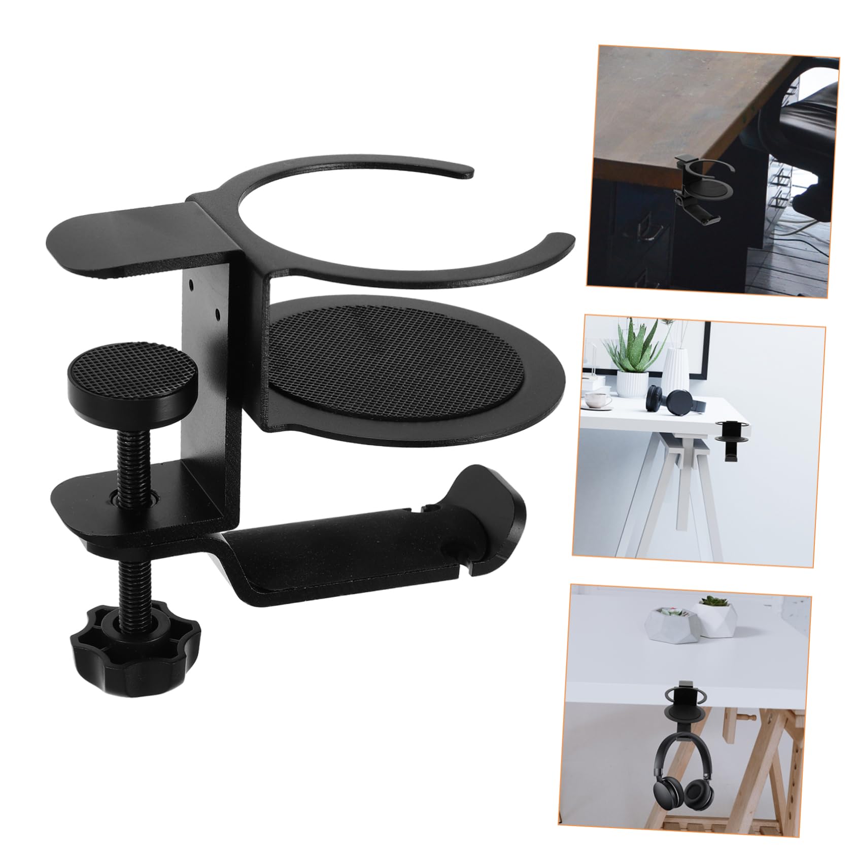 LABRIMP Soporte para Auriculares Abrazadera, Portavasos de Escritorio Ajustable, Aleación de Aluminio, 360° Giratorio, para Juegos de PC