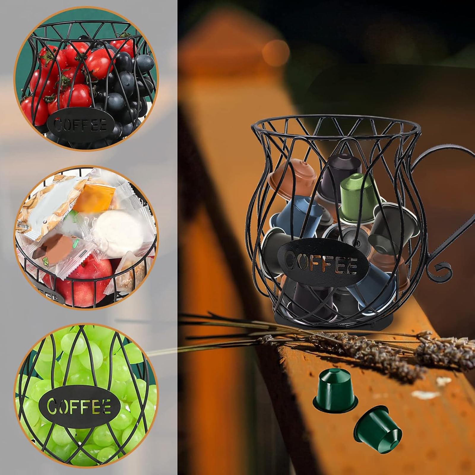 Cesta de Cápsulas de Café, Cesta de Almacenamiento de café, Soporte para Cápsulas de café Canasto de Expreso, Canasto de Almacenamiento de Vainas de Expreso, Utilizado para Almacenar El , Jalea