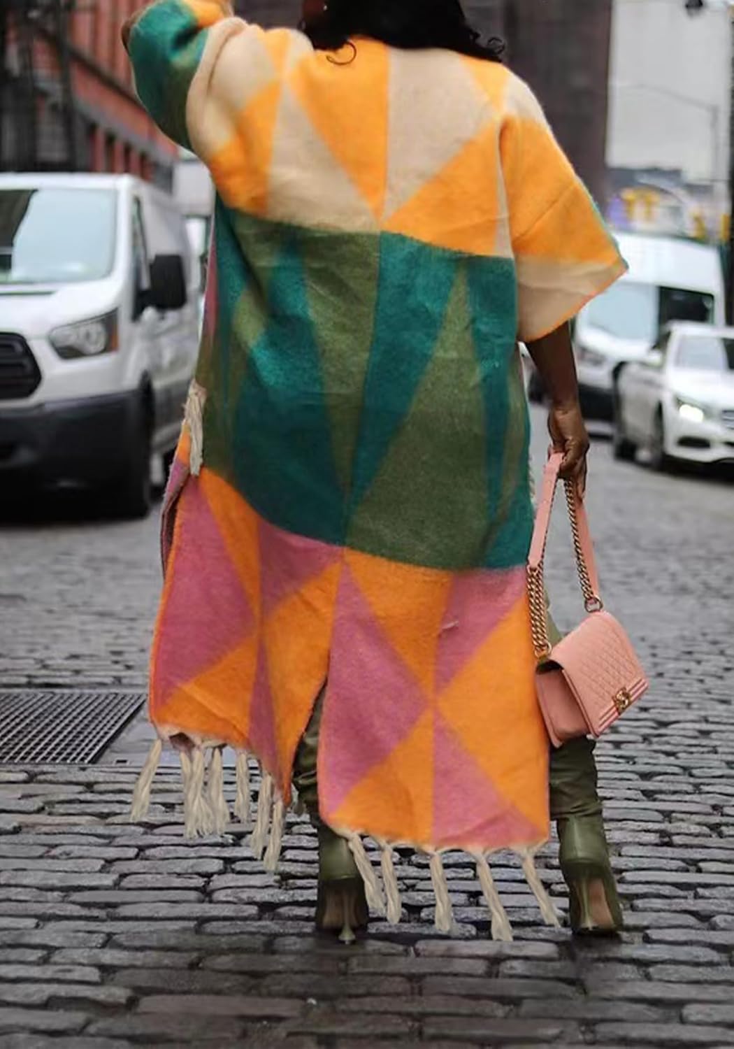 Ecirod Womens 2026 Fall Open Front Fringe Knit Cardigan Long Sweaters Aztec Double Slit Tassels Kimono Duster Cardigans - Image 4