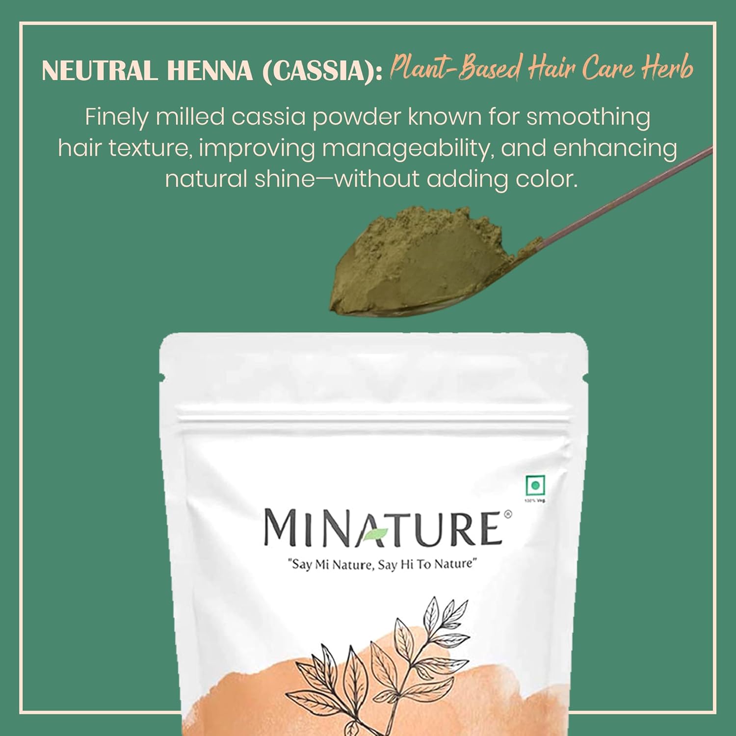 minature Pure Neutral Henna Powder(Cassia Obovata) |for Hair Conditioning| Adds no Colour to hair| 100% Herbal & Natural Scalp care mask |Unisex |227 gm(8 oz) - Image 2