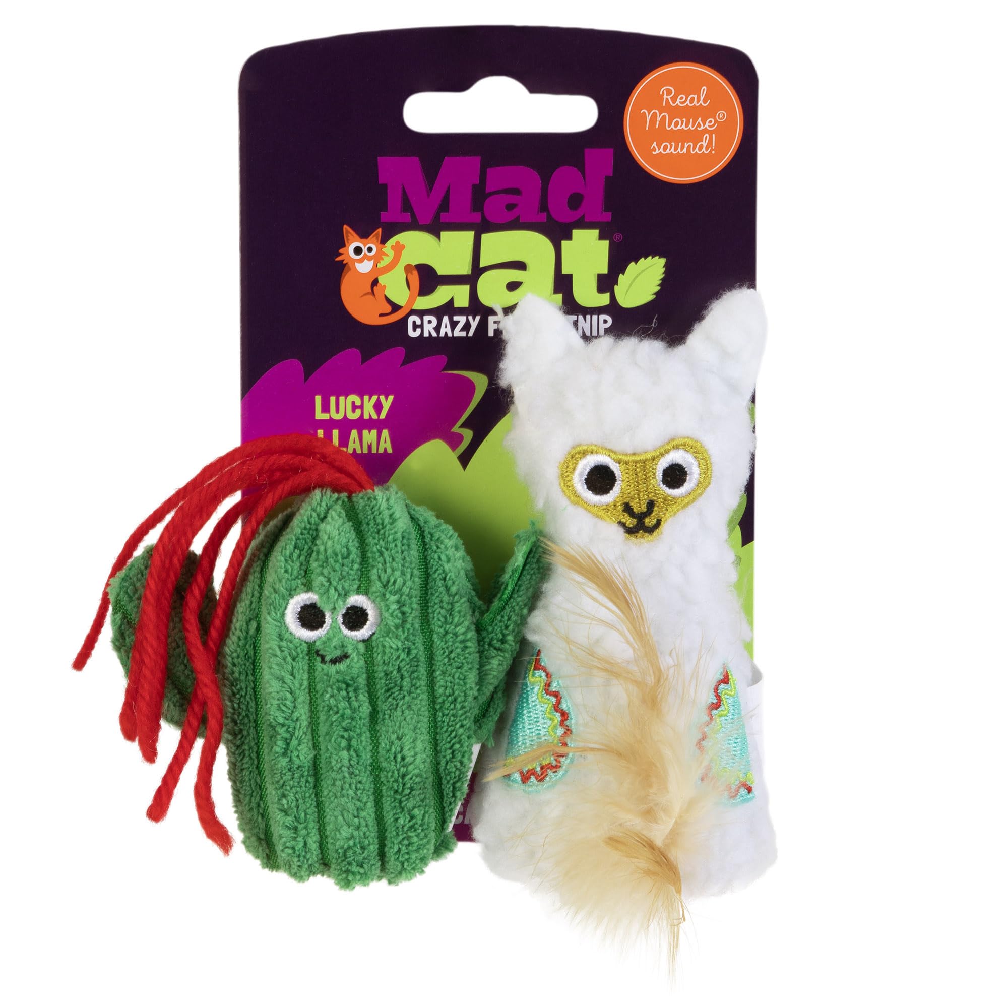 Mad Cat, Lucky Llama - Juguete para gatos con hierba gatera y Silvervine, paquete de 2, 1 unidad