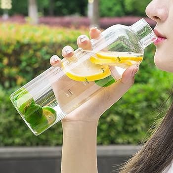 Amazon｜水筒 タイムマーカー付きウォーターボトル ガラス 広口
