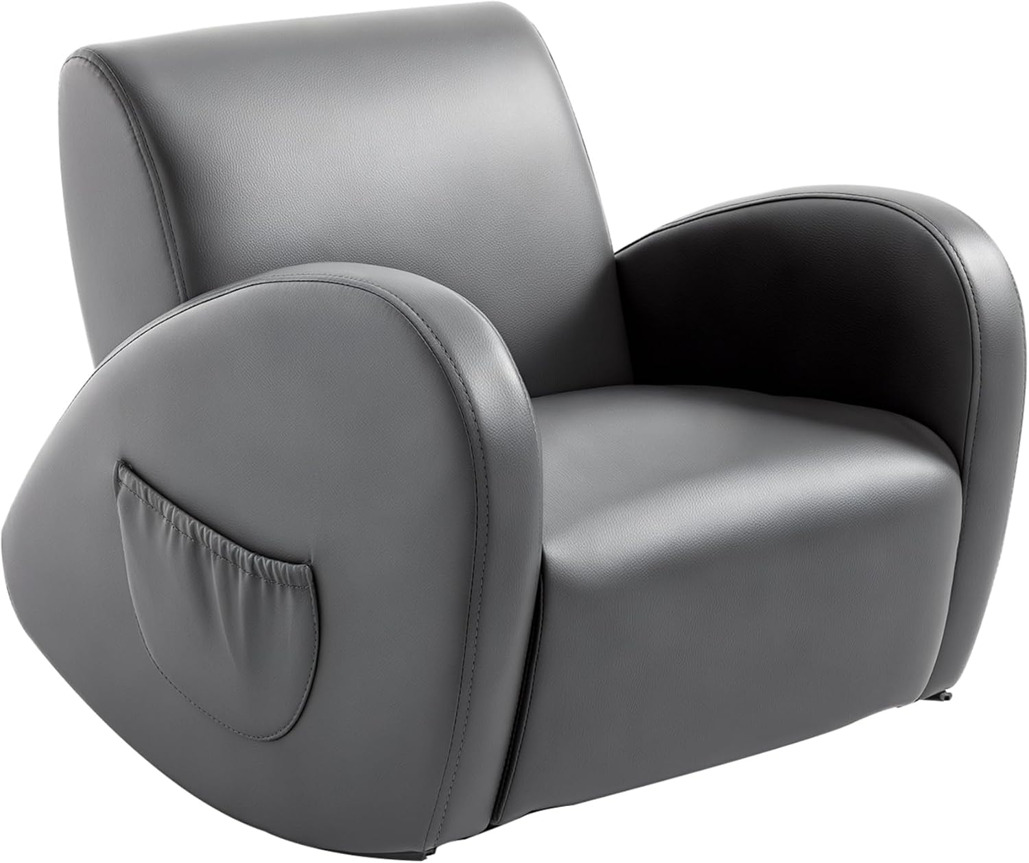 Qaba Kids Rocking Sofa Chair with Side Pockets - Durable PU Leather Toddler Armchair, Grey for Children