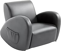 Qaba Kids Rocking Sofa Chair with Side Pockets - Durable PU Leather Toddler Armchair, Grey for Children
