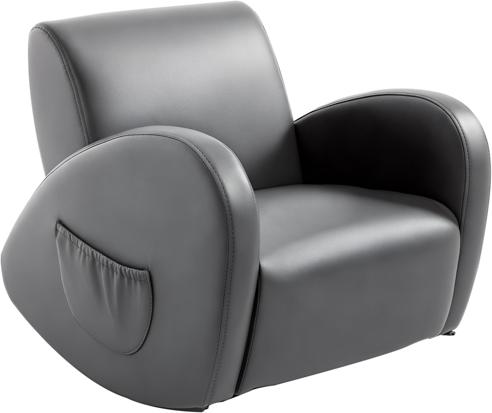Qaba Kids Sofa Rocking Chair with Side Pocket, PU Leather Toddler Armchair for Children Grey