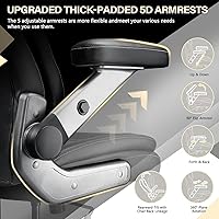 Vista 4 de 650LBS Big and Tall Office Chair with 5D Flip Arms and Thick Pocket Spring Cushion, Extra Wide Heavy Duty Office Chair & Adjustable Lumbar Support