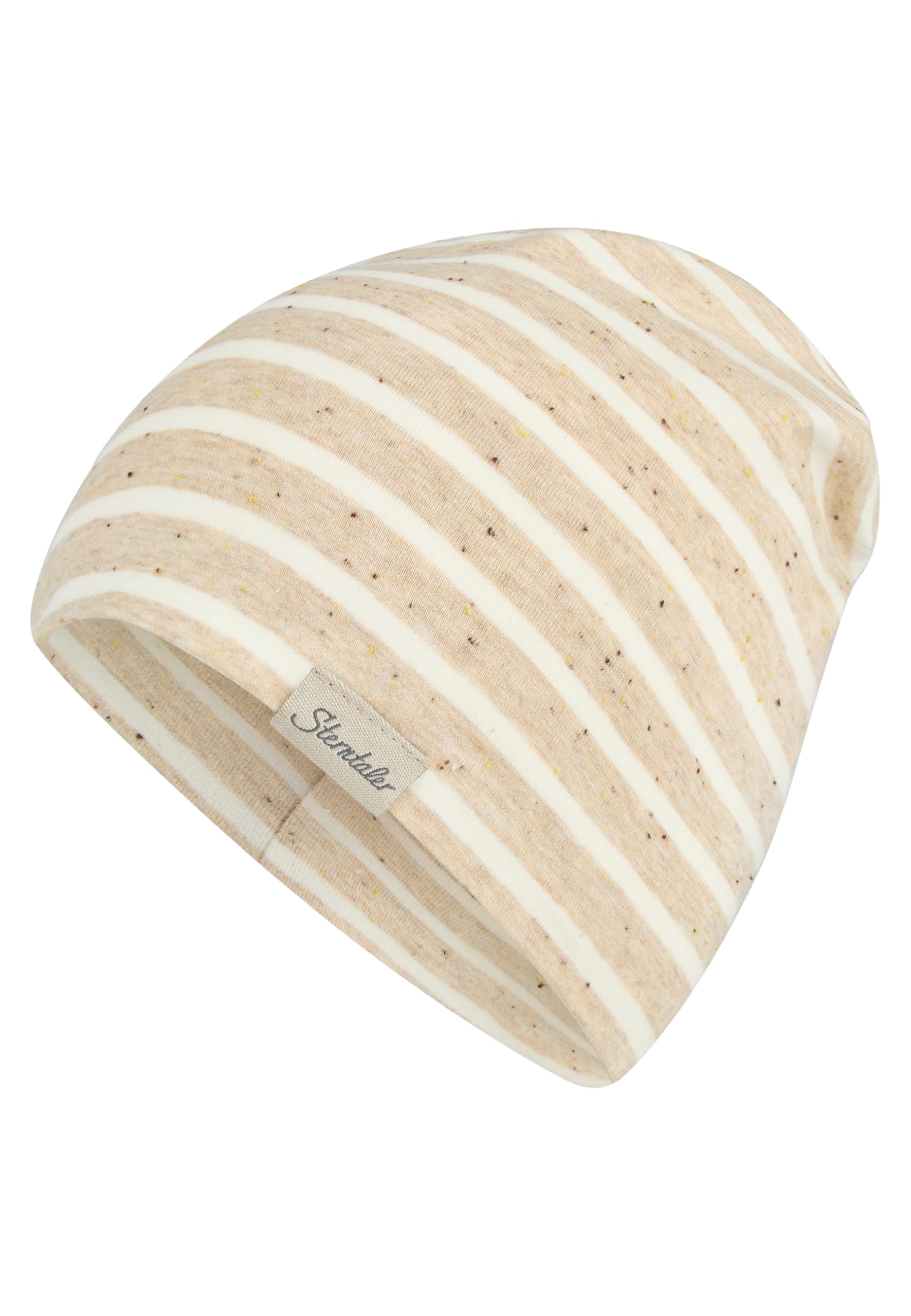 Sterntaler Beanie Streifen – Leichte Kindermütze aus geringeltem Melange-Jersey mit bunten Pünktchen, Zwei Tragevarianten, UV-Schutz 50+