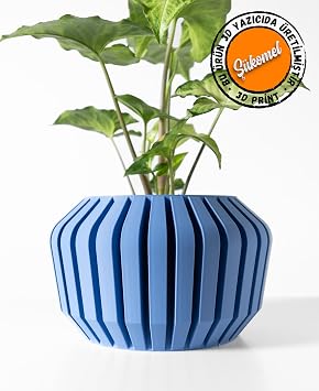 Vaki Su Hazneli Mini Mavi Saks  - Sukulent ve Kakt sler  in 3D Bask  Saks
