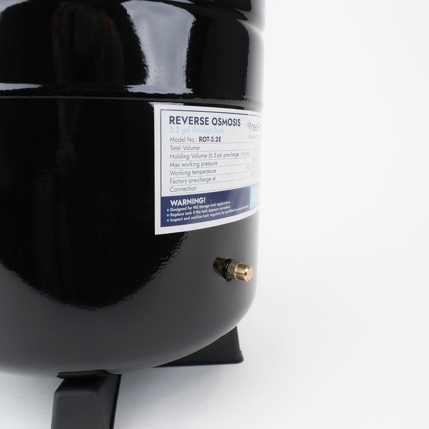 Neo-Pure Reverse Osmosis Storage Tank – 3.2 Gallon Nominal Capacity, Powder-Coated Steel Tank for Under-Sink RO Systems