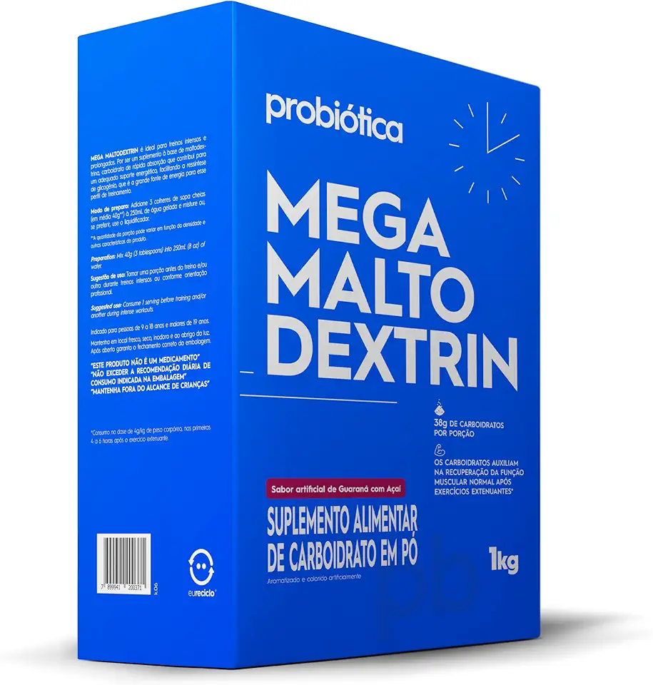 Mega Malto Dextrin (1kg) - Sabor Açai com Guaraná, Probiótica
