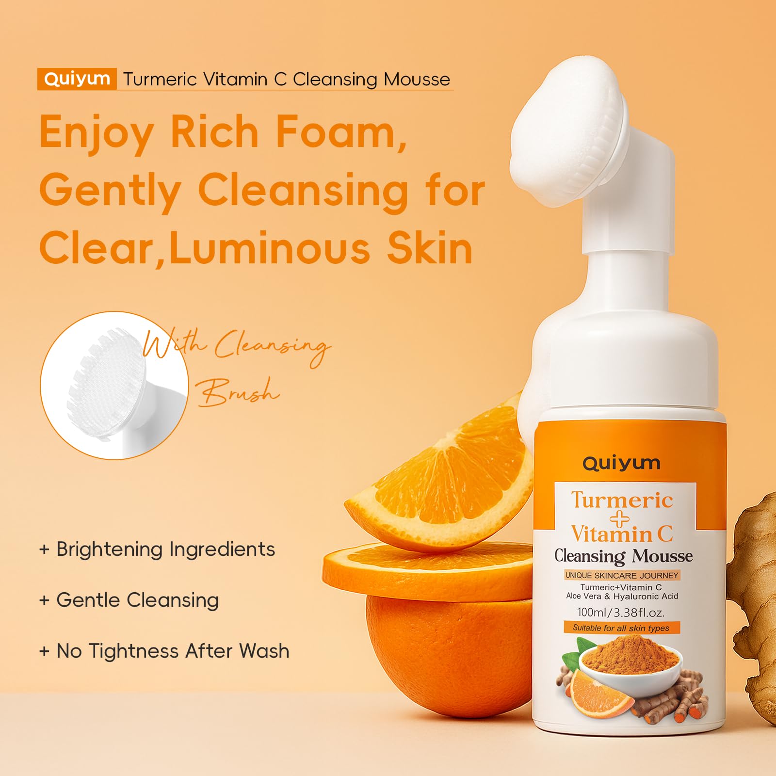 QUIYUM Kit Skincare Viso Curcuma e Vitamina C – Set Regalo 14 Pezzi per Donna, Detergente Schiuma Profonda, Controllo Sebo, Idratazione e SPF 50+
