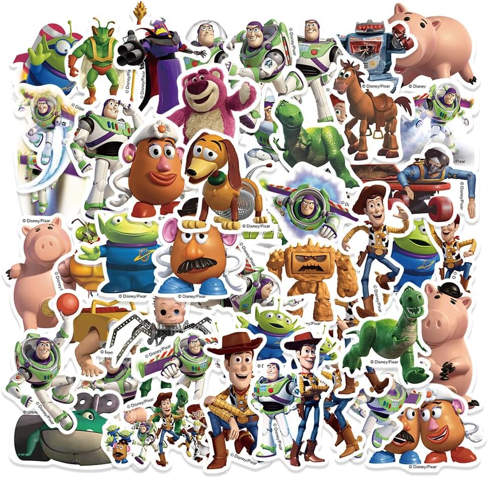 50pcs Toy Story Stickers Pack,Vinyl Waterproof Decals for Kids,Cute Sticker for Laptop Water Bottles, Cartoon Graffiti for Teens Girls Adults Kids, Toddlers