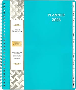 Planner 2026-2027 - 2026 PlannerJanuary - December 2026, 8" x 10", Calendar Planner 2026, 2026 Planner Weekly and Monthly Spiral Bound, Flexible Cover, To-Do List, 12 Monthly Tabs