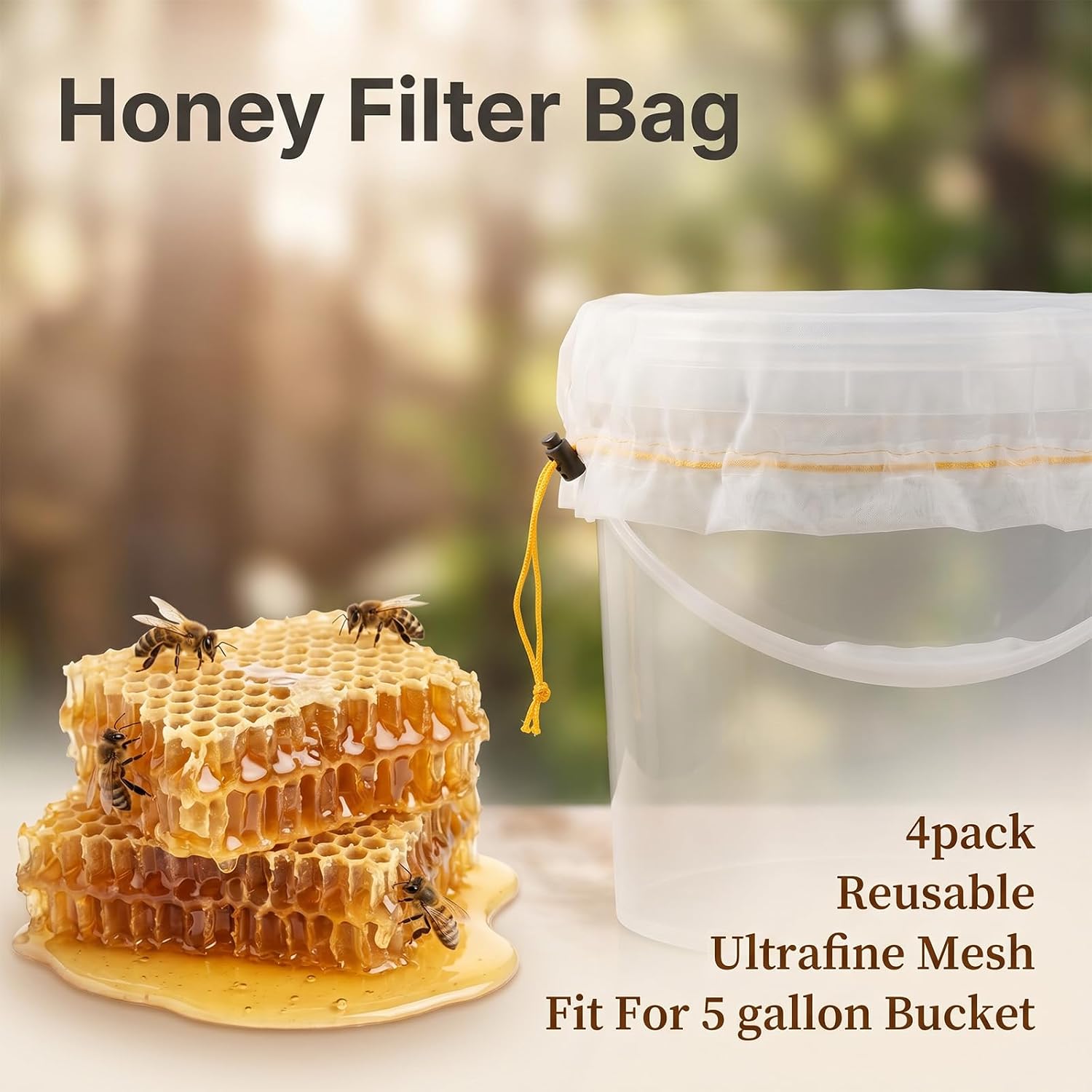 6 Pcs Honey Filter Bag Ultra-Fine Honey Strainer image 3